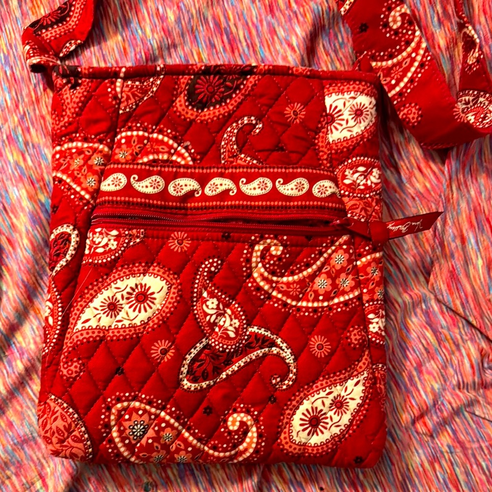 Red Paisley Quilted Crossbody Bag